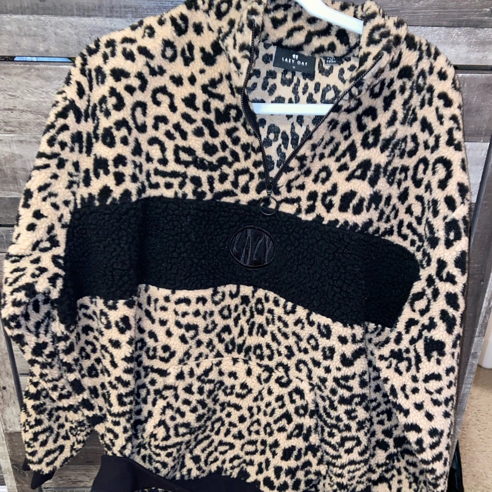 Lazy Oaf Cheetah Print Pullover SZ MEDIUM